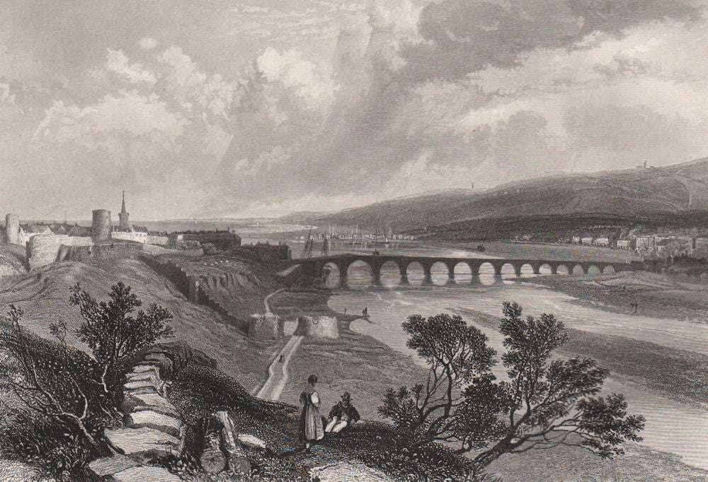 Berwick Bridge. Scotland. HARDING c1840 old antique vintage print picture